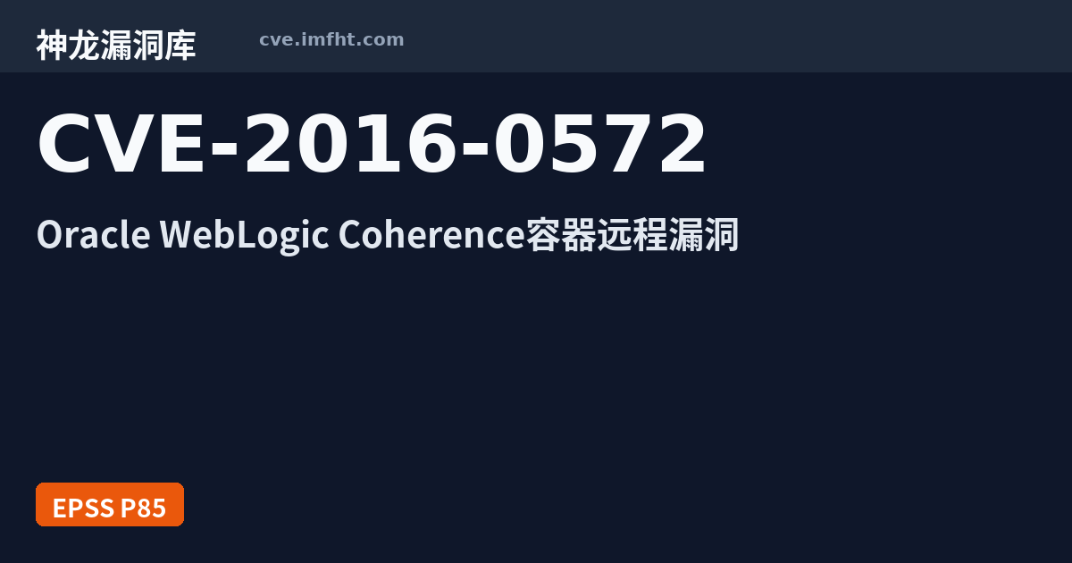 CVE-2016-0572: Unspecified vulnerability in the Oracle WebLogic Server ...