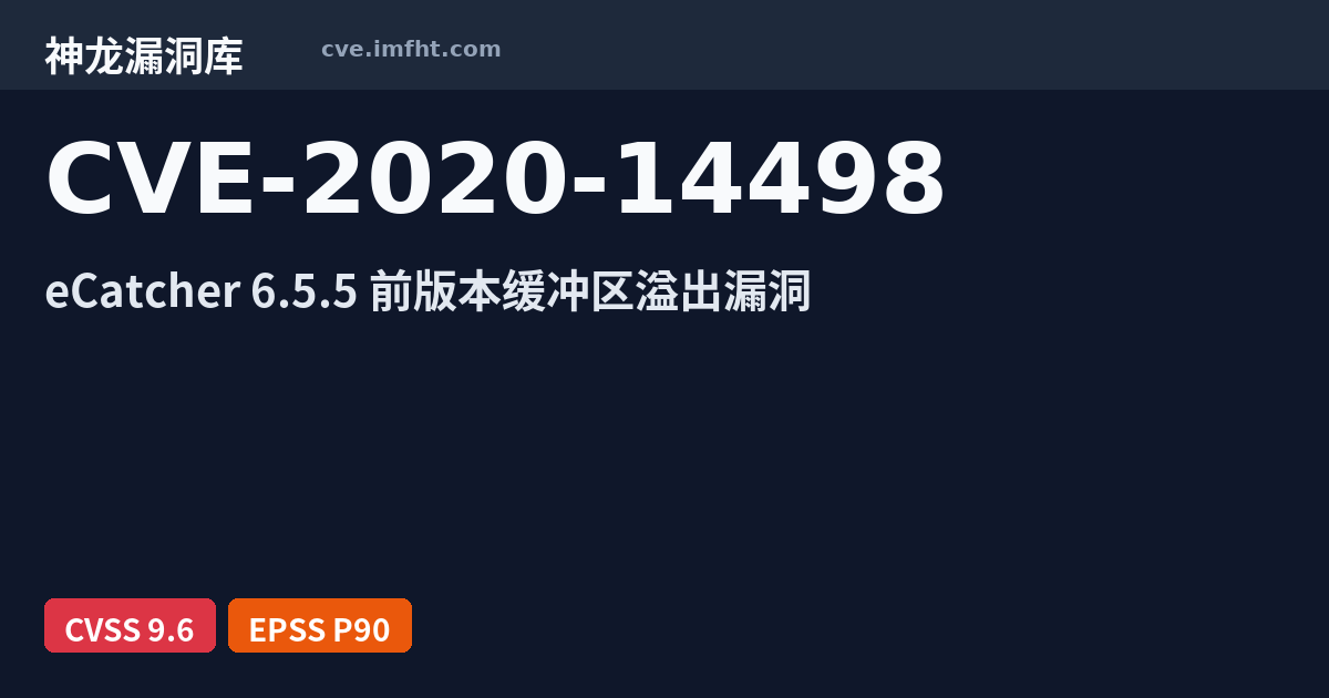 CVE-2020-14498: HMS Networks eCatcher 缓冲区错误漏洞 - 神龙漏洞库