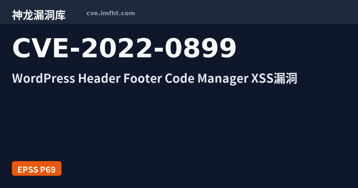 CVE-2022-0899: WordPress plugin Header Footer Code Manager 跨站脚本漏洞 · 有公开 ...
