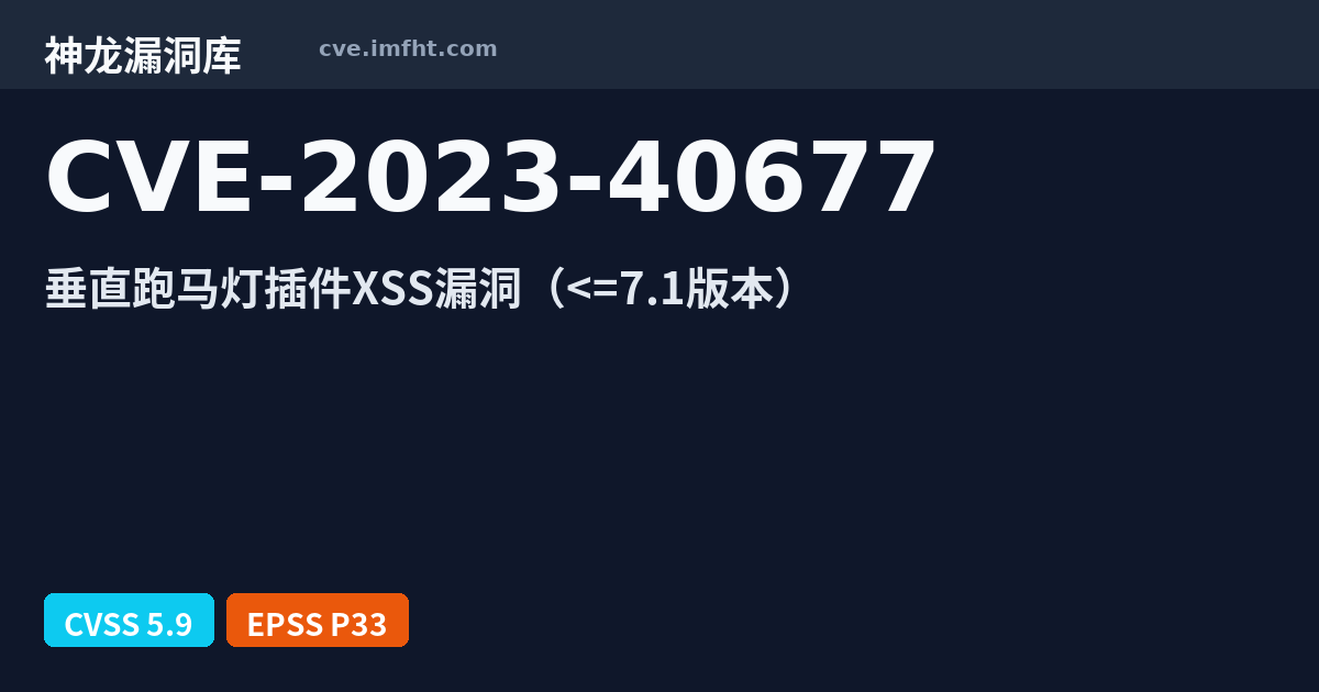 CVE-2023-40677: WordPress plugin Vertical marquee plugin 跨站脚本漏洞 - 神龙漏洞库