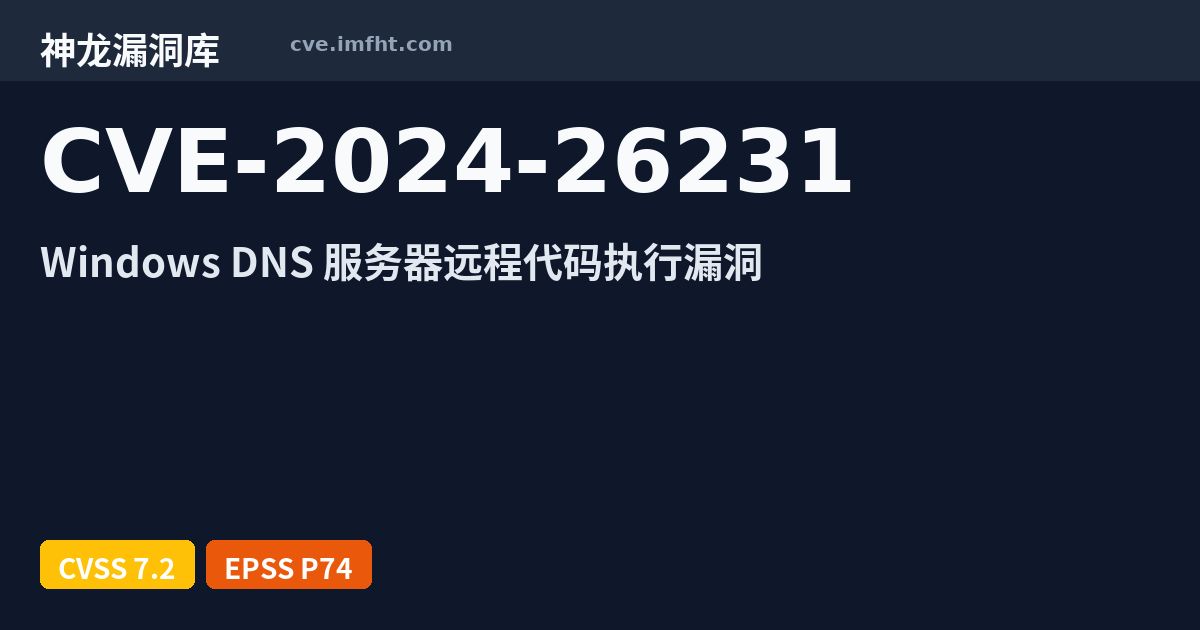 CVE-2024-26231: Windows DNS Server Remote Code Execution Vulnerability ...
