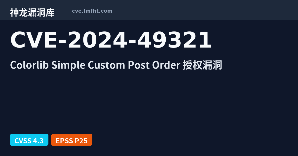 CVE-2024-49321: WordPress Simple Custom Post Order plugin