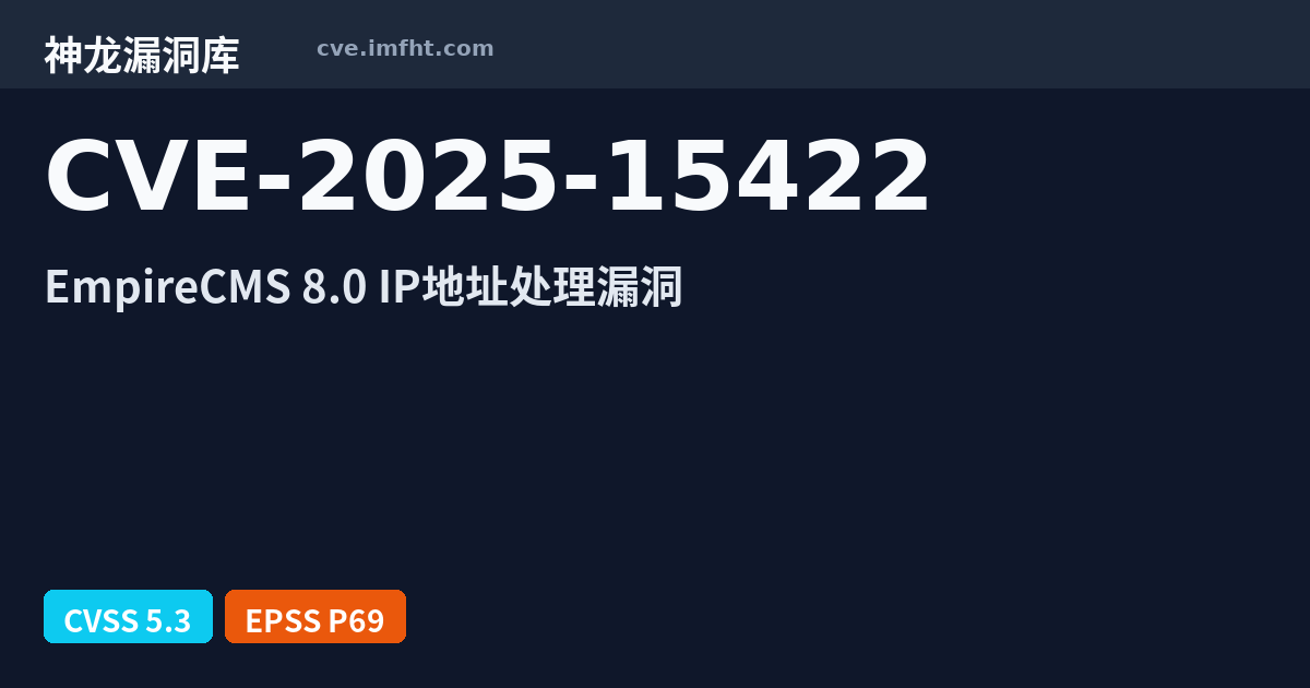 CVE-2025-15422: EmpireSoft EmpireCMS 安全漏洞 - 神龙漏洞库
