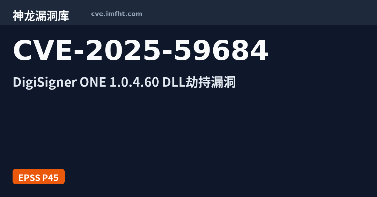 CVE-2025-59684: DigiSign DigiSigner ONE 1.0.4.60 allows DLL Hijacking ...