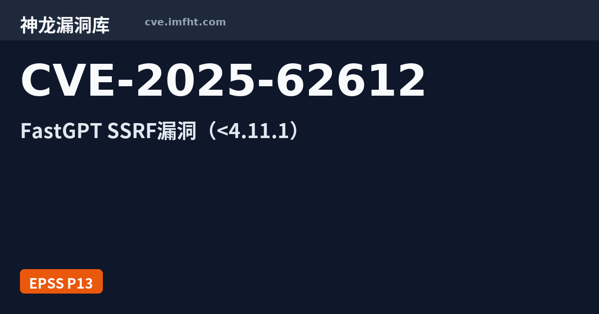 CVE-2025-62612: FastGPT 代码问题漏洞 - 神龙漏洞库