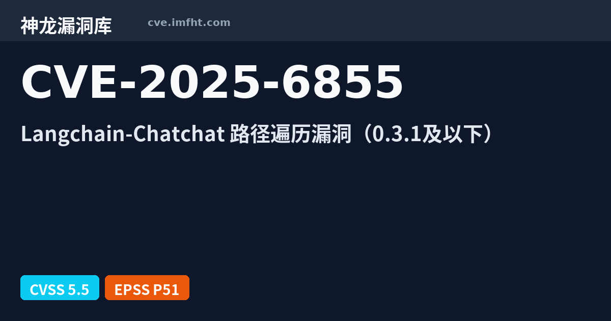CVE-2025-6855: chatchat-space Langchain-Chatchat file path traversal ...