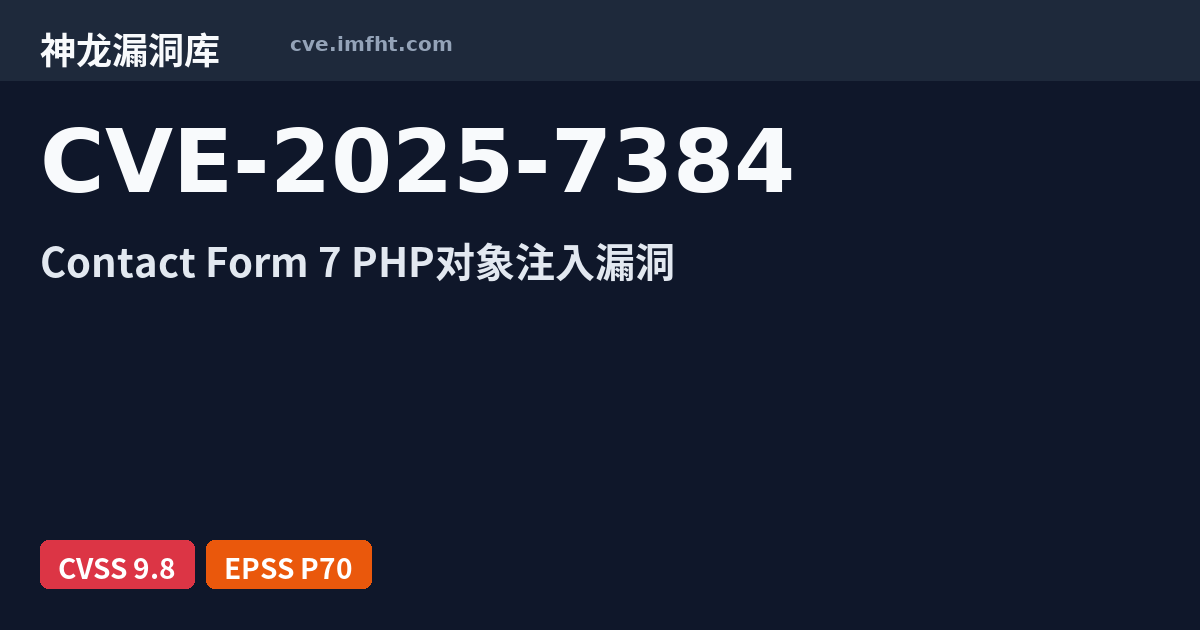 CVE-2025-7384: Database for Contact Form 7, WPforms, Elementor forms