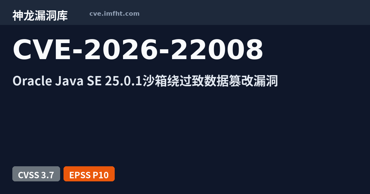 CVE-2026-22008: Vulnerability in Oracle Java SE (component: Libraries ...