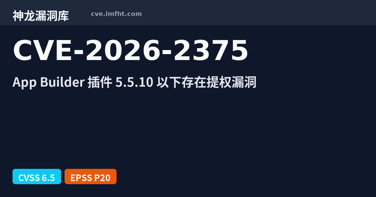 CVE-2026-2375: App Builder – Create Native Android & iOS Apps On The Flight