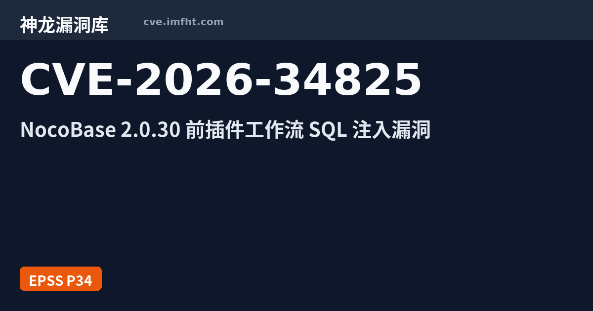 CVE-2026-34825: NocoBase Has SQL Injection via template variable ...