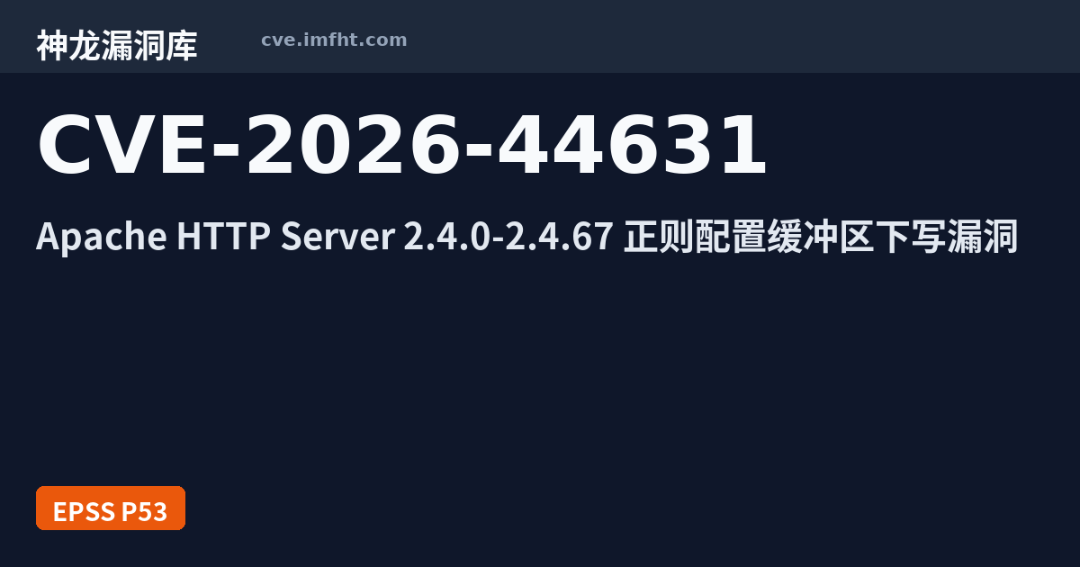 CVE-2026-44631: Apache HTTP Server 安全漏洞 - 神龙漏洞库