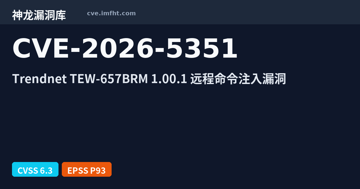 Tew Ix CVE-2026-5351: Trendnet TEW-657BRM setup.cgi add_wps_client os command ...