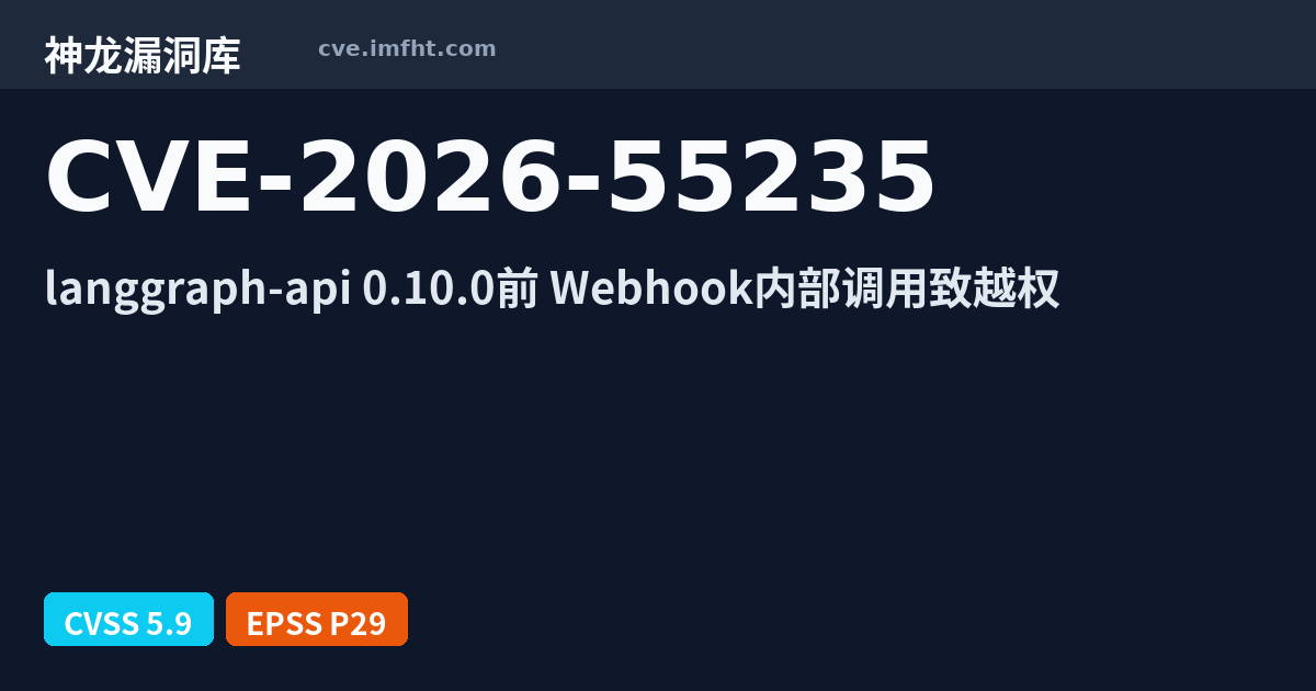 CVE-2026-55235: LangChain langgraph-api 授权问题漏洞 - 神龙漏洞库