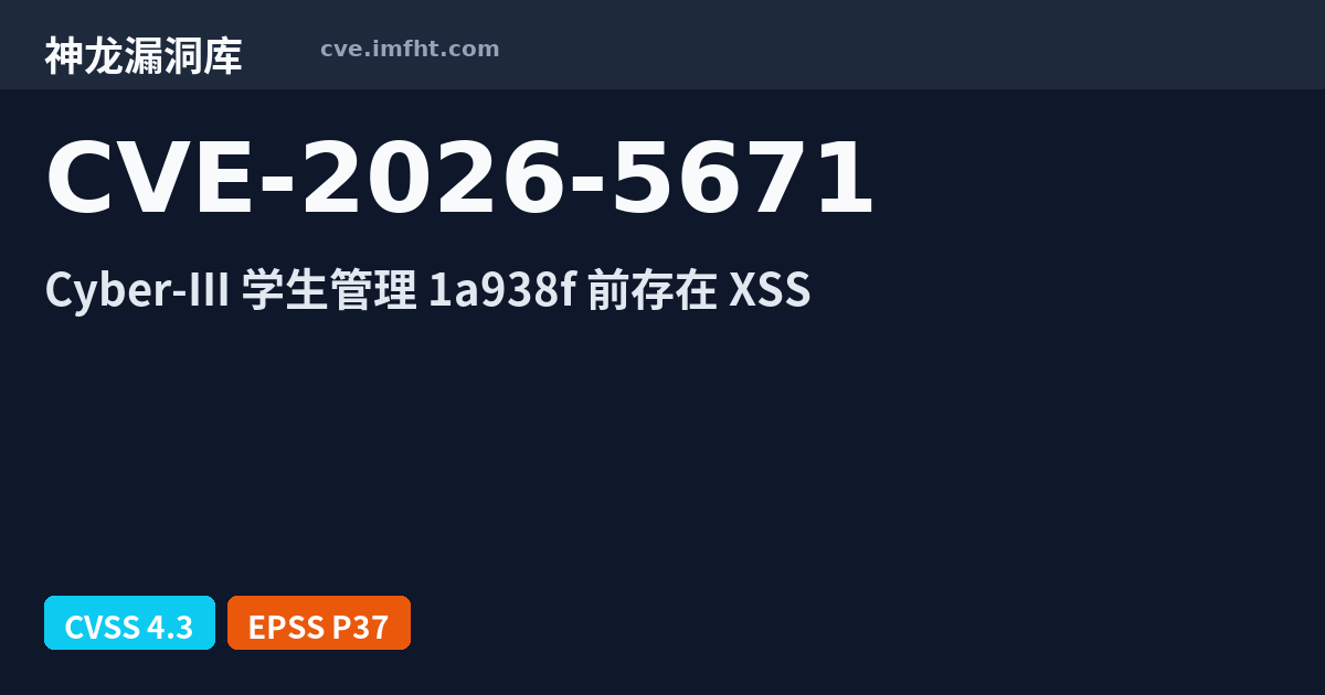 CVE-2026-5671: Cyber-III Student-Management-System Class Schedule ...