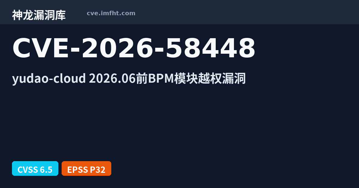 CVE-2026-58448: YunaiV yudao-cloud 授权问题漏洞 - 神龙漏洞库