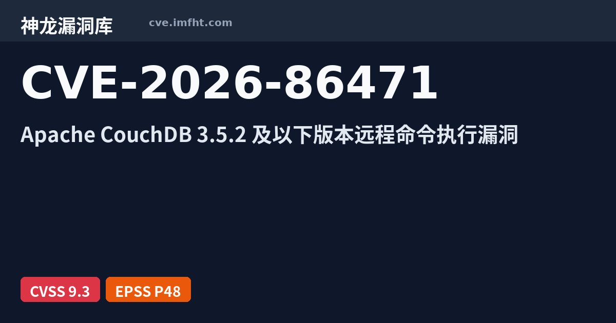 Software Clone Os CVE-2026-86471: Apache CouchDB: Admin credentials leading to code ...